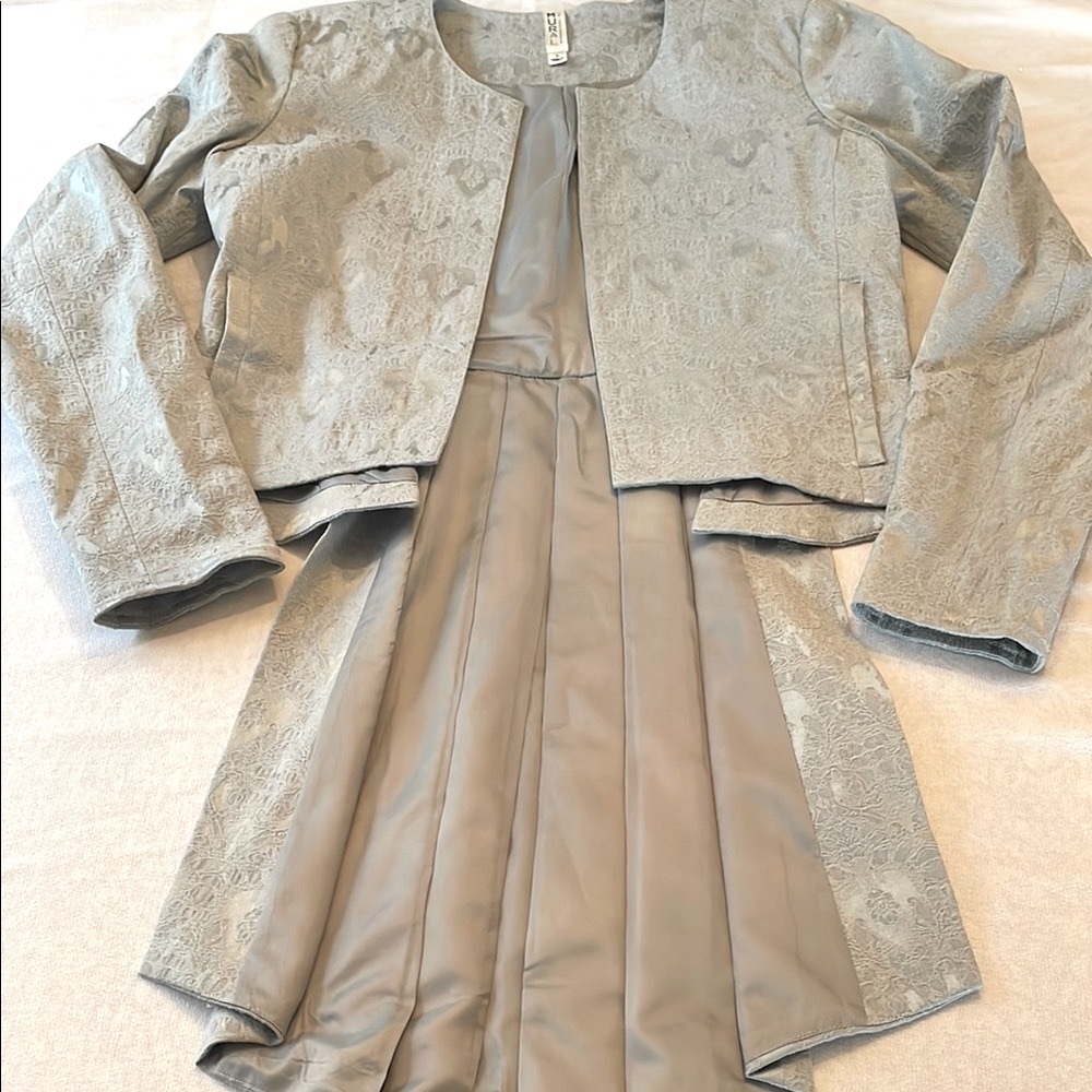 Brocade Crop Jacket with Pleated Tails